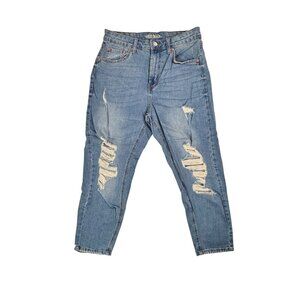 Wild Fable High Rise Mom Jean Womens Size 10 Blue Light Wash Distressed Denim